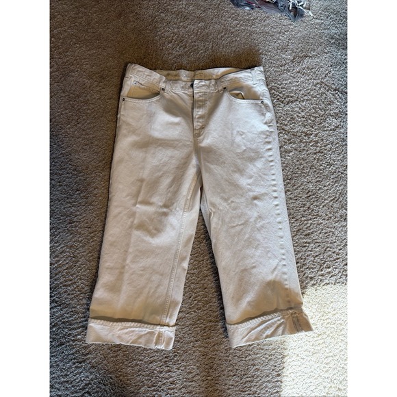 Universal Thread Denim - Universal Thread Cropped Vintage  Wide Leg Denim Jeans Women's Cream Sz 16 READ